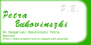 petra bukovinszki business card